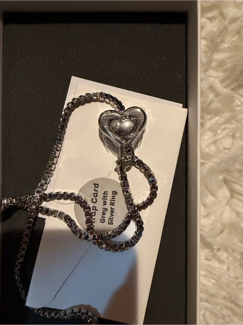 Casetify metal heart chain, Crossbody strap, silver